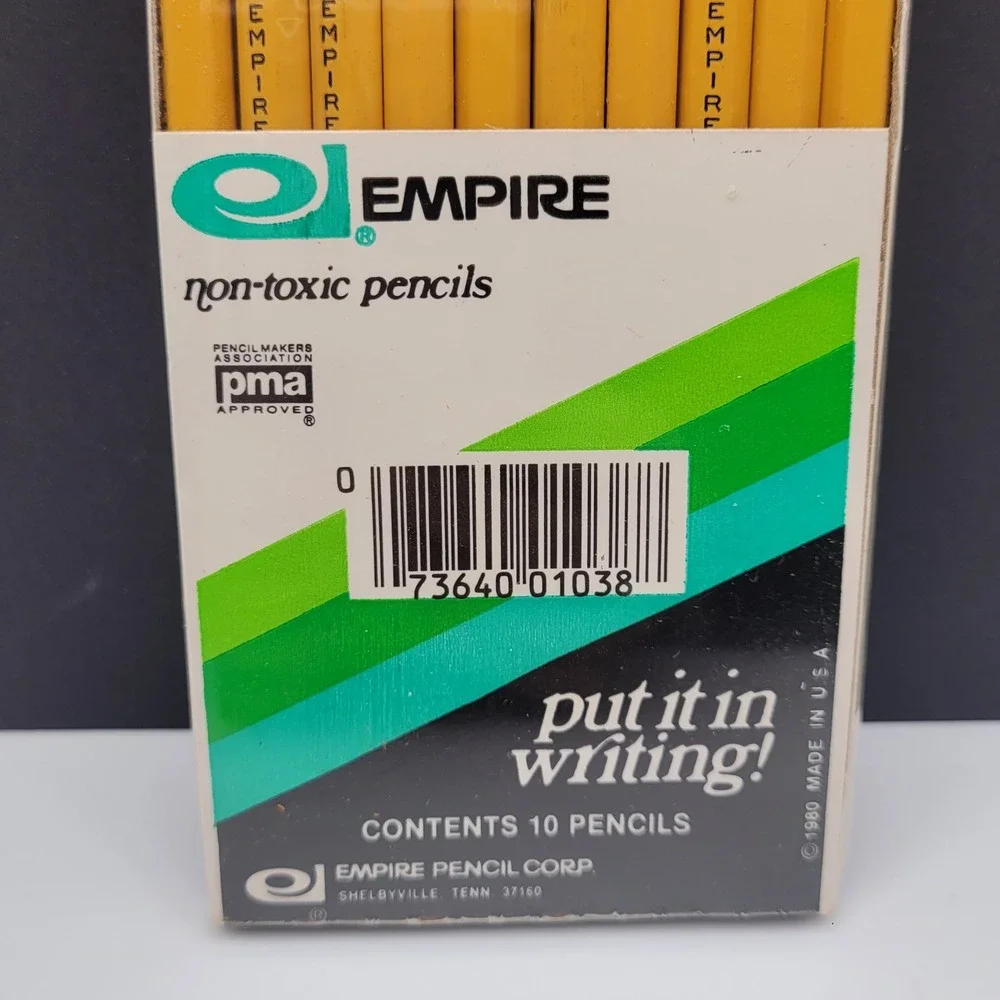 Empire CHOICE No 2 Pencils 10 Count NEW Yellow Non-Toxic USA Vintage 1980